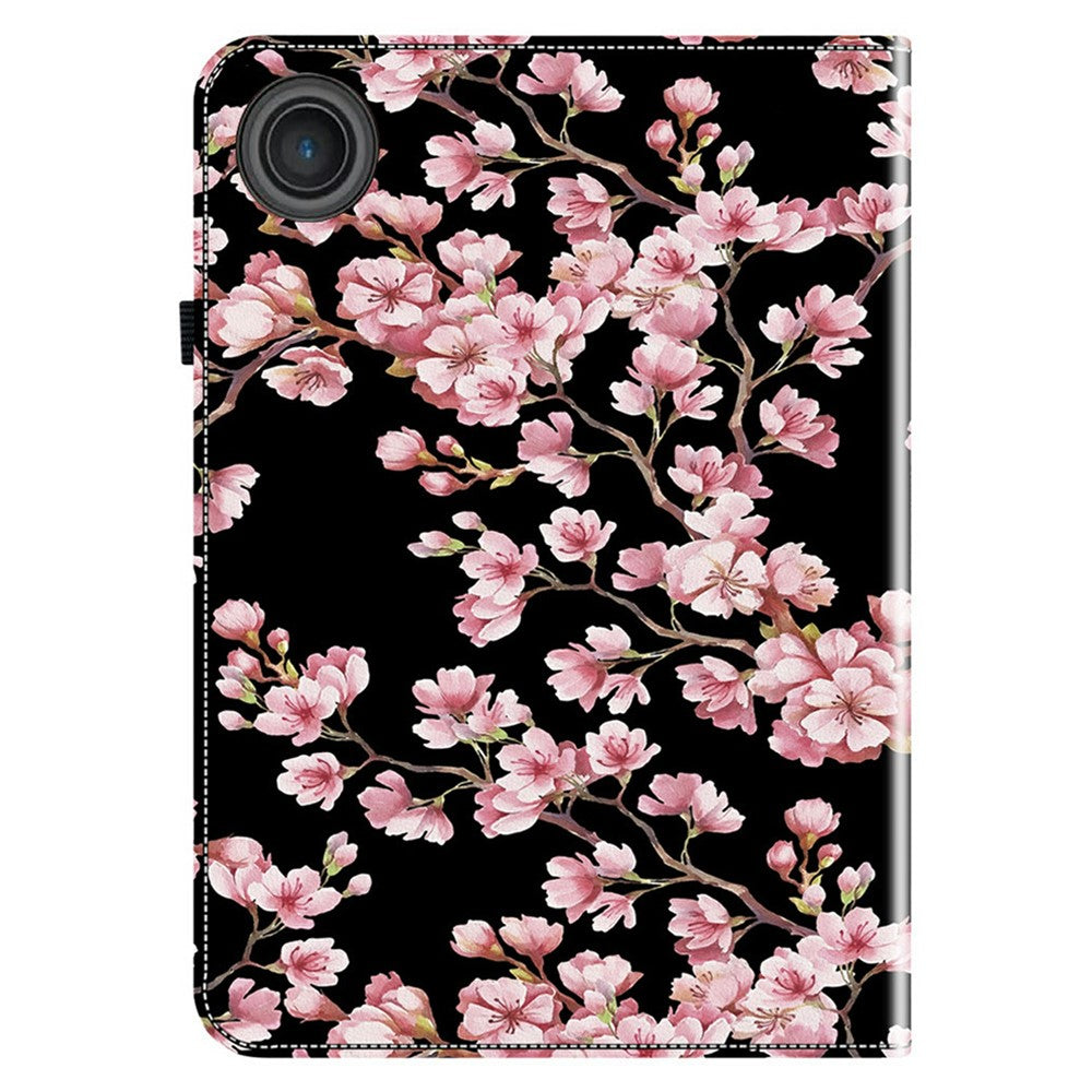 For Lenovo Tab TB311FU Leather Case Pattern Printed Stand Tablet Cover with Card Slots - Plum Blossom