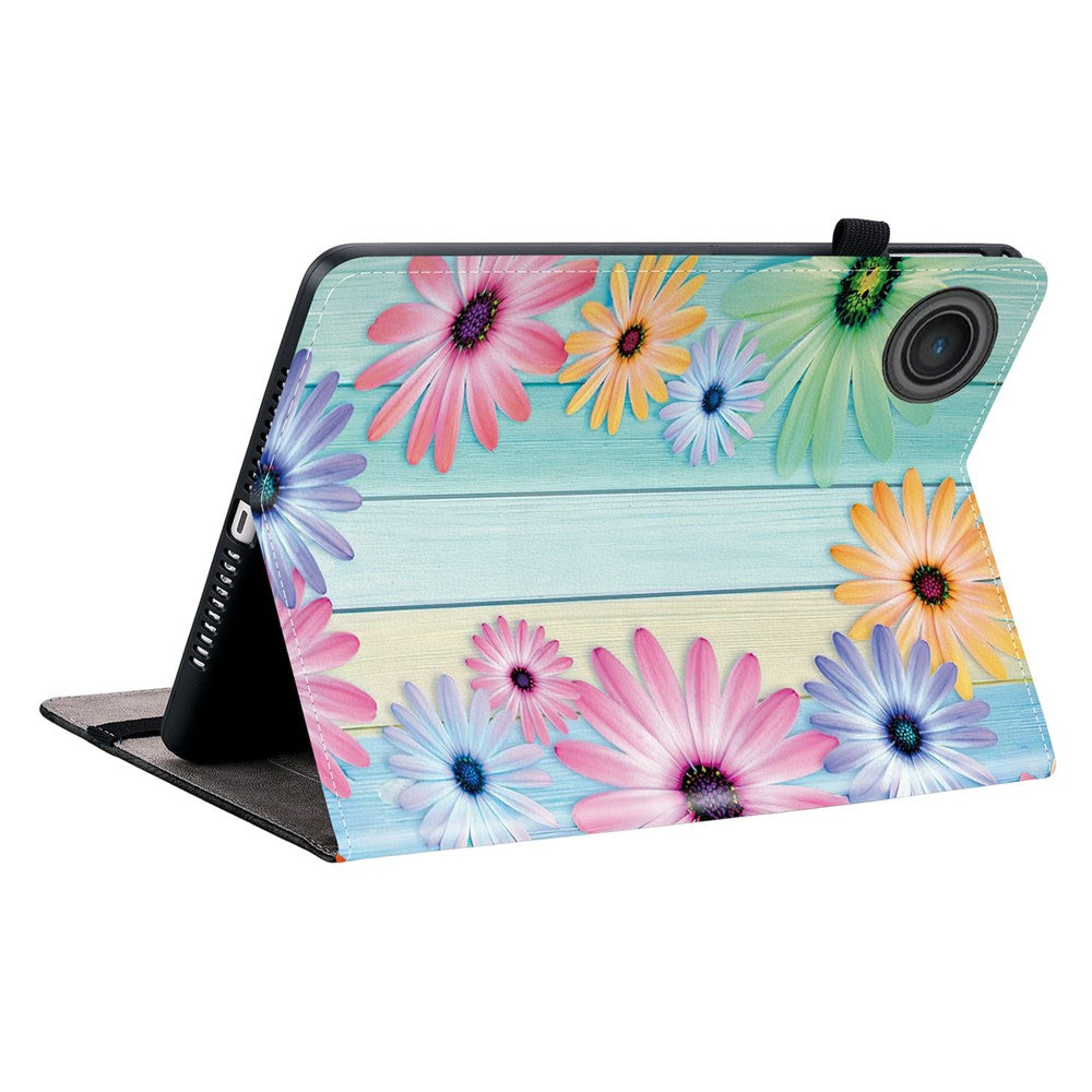 For Lenovo Tab TB311FU Leather Case Pattern Printed Stand Tablet Cover with Card Slots - Sunflower