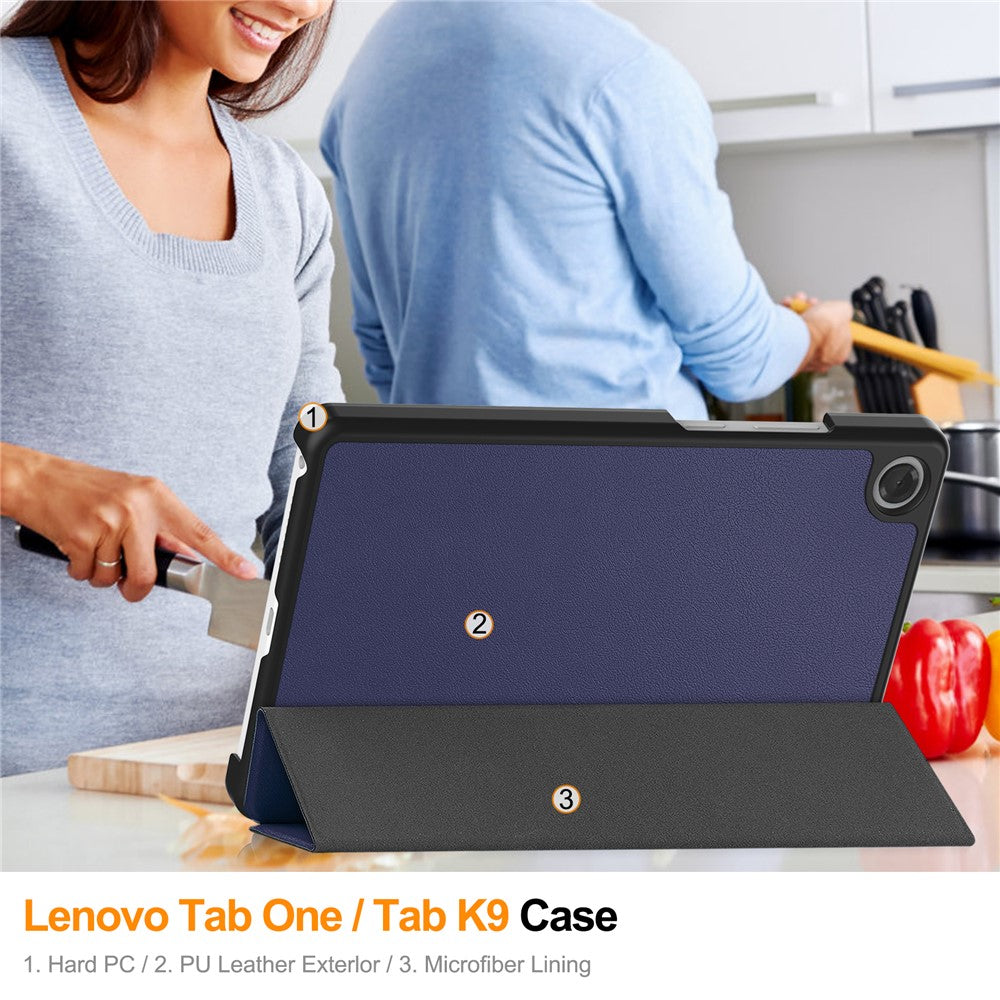 For Lenovo Tab K9  /  Tab One Case Anti-Drop Leather Stand Tablet Cover - Blue