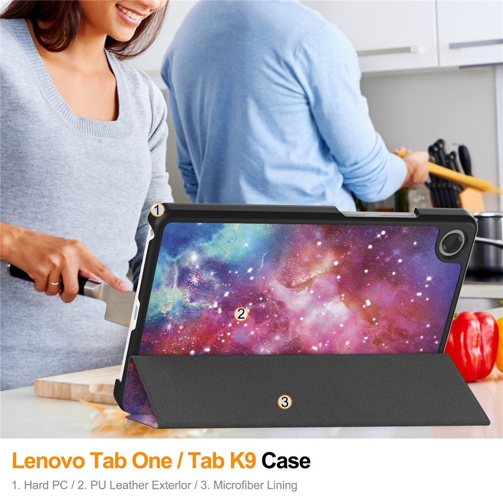 For Lenovo Tab K9  /  Tab One Case Pattern Print Leather Stand Tablet Cover - Galaxy
