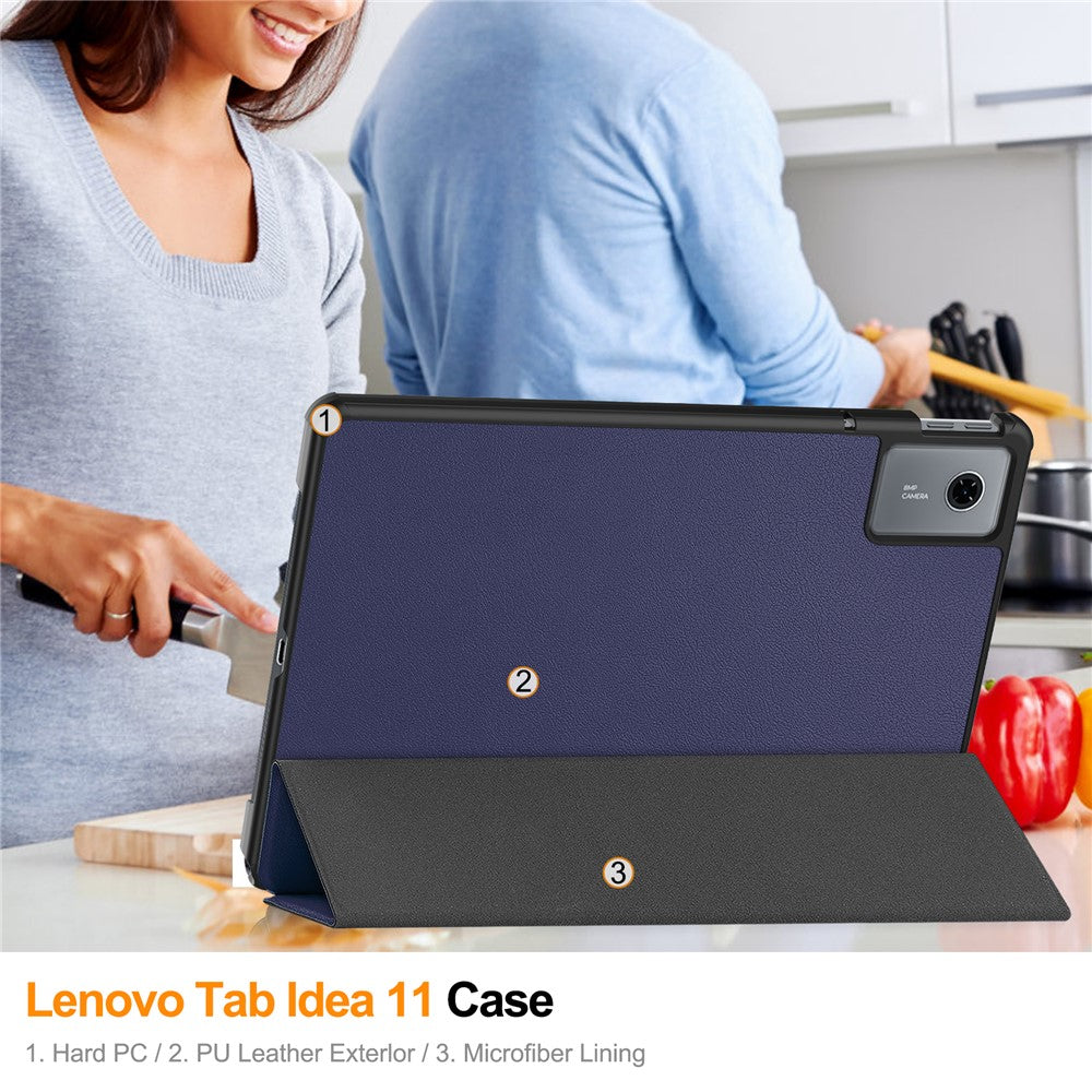 For Lenovo Idea Tab (TB336ZU  /  TB336FU)  /  Xiaoxin Pad 11 2025 Case Anti-Drop Leather Stand Tablet Cover - Blue