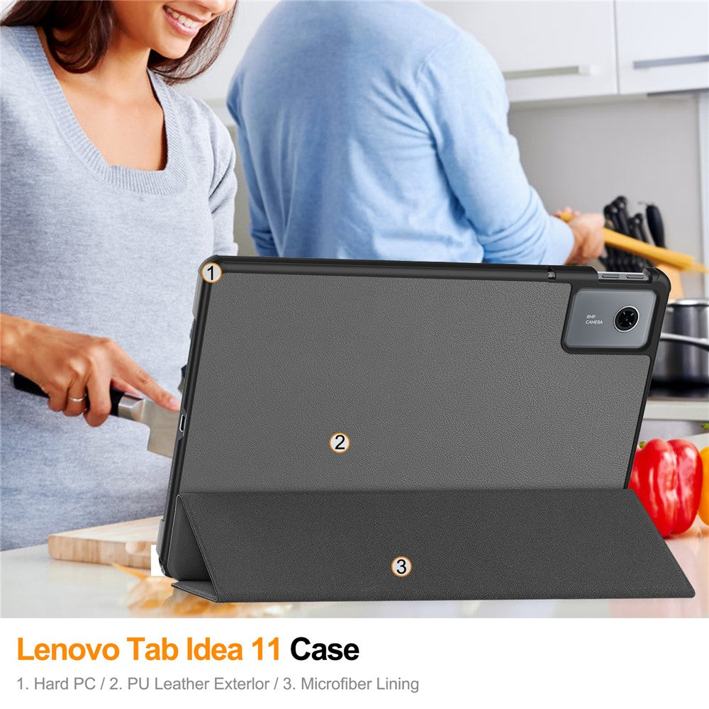 For Lenovo Idea Tab (TB336ZU  /  TB336FU)  /  Xiaoxin Pad 11 2025 Case Anti-Drop Leather Stand Tablet Cover - Grey