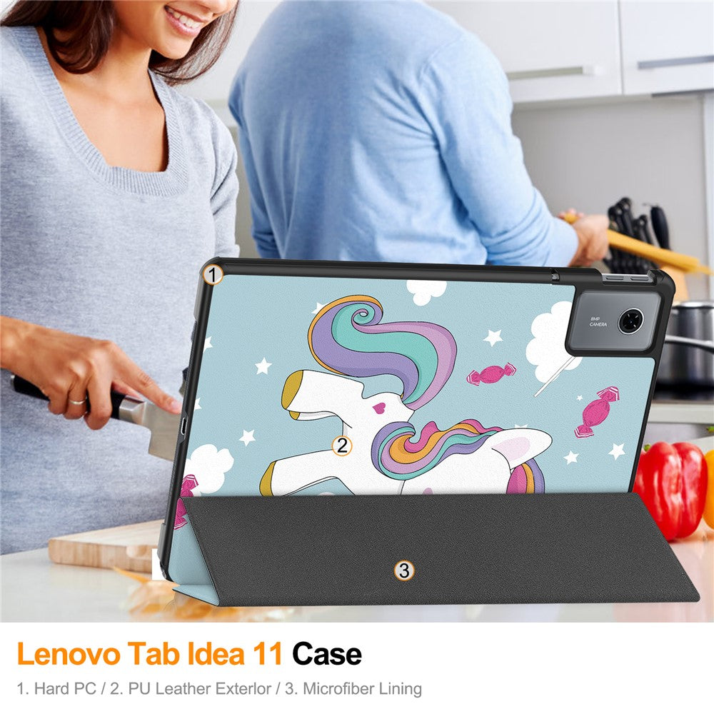 For Lenovo Idea Tab  /  Xiaoxin Pad 11 2025 Case Pattern Print Leather Stand Tablet Cover - Horse