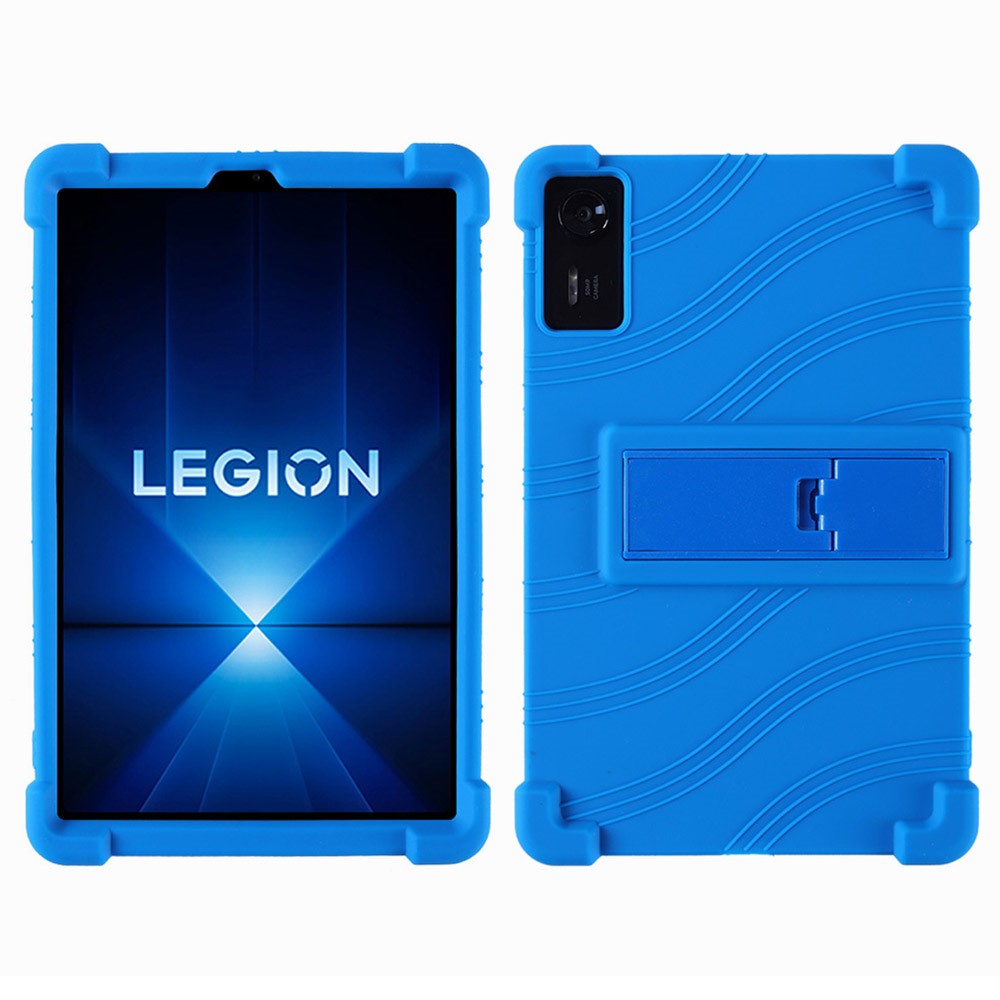 For Lenovo Legion Y700 (2025) Silicone Case with Kickstand Rugged Protective Cover - Dark Blue