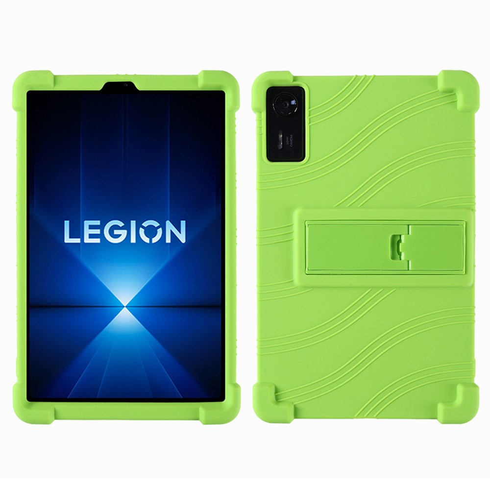 For Lenovo Legion Y700 (2025) Silicone Case with Kickstand Rugged Protective Cover - Green