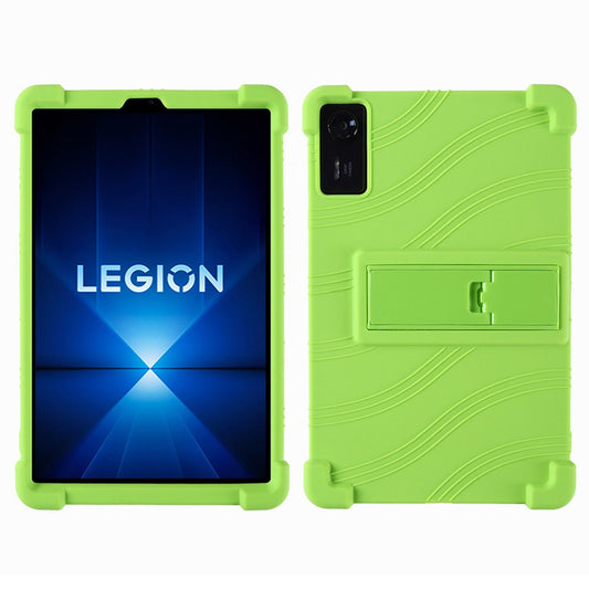 For Lenovo Legion Y700 (2025) Silicone Case with Kickstand Rugged Protective Cover - Green