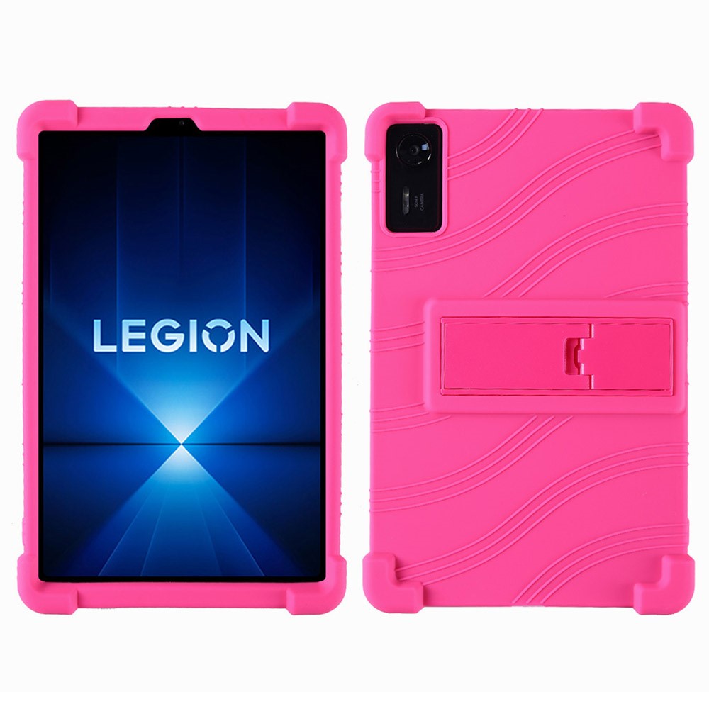 For Lenovo Legion Y700 (2025) Silicone Case with Kickstand Rugged Protective Cover - Rose