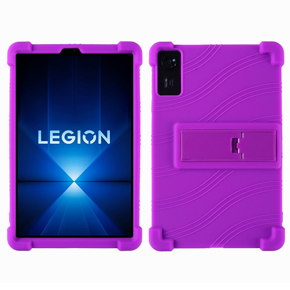 For Lenovo Legion Y700 (2025) Silicone Case with Kickstand Rugged Protective Cover - Purple