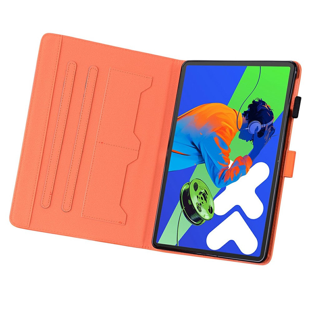 For Lenovo Xiaoxin Pad Pro 12.7 (2025) Case Tablet Stand Leather Cover Card Slots Animal Pattern - Orange