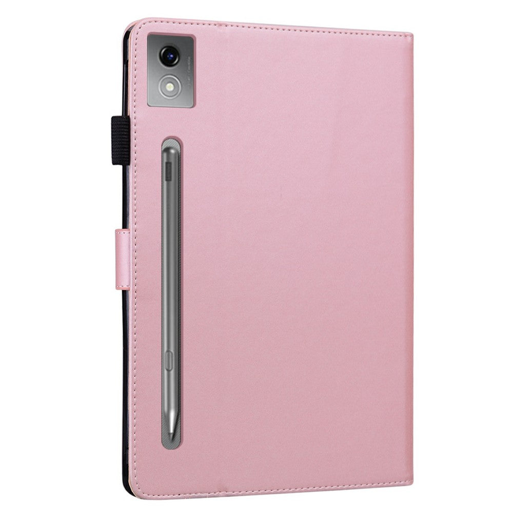 For Lenovo Xiaoxin Pad Pro 12.7 (2025) Case Tablet Stand Leather Cover Card Slots Animal Pattern - Rose Gold