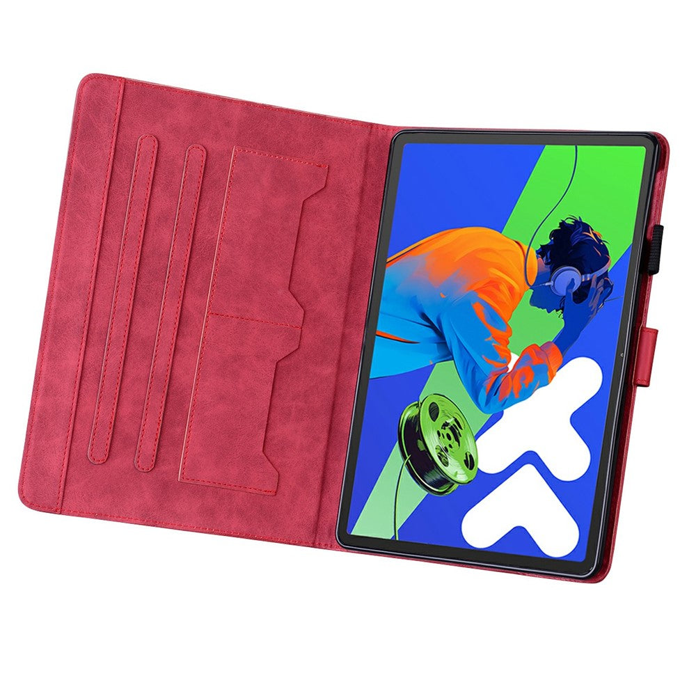 For Lenovo Xiaoxin Pad Pro 12.7 (2025) Case Tablet Stand Leather Cover Card Slots Animal Pattern - Red