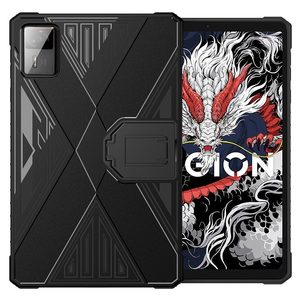 For Lenovo Legion Y700 Gen 4 Case PC Kickstand TPU Anti-Drop Tablet Cover - Black