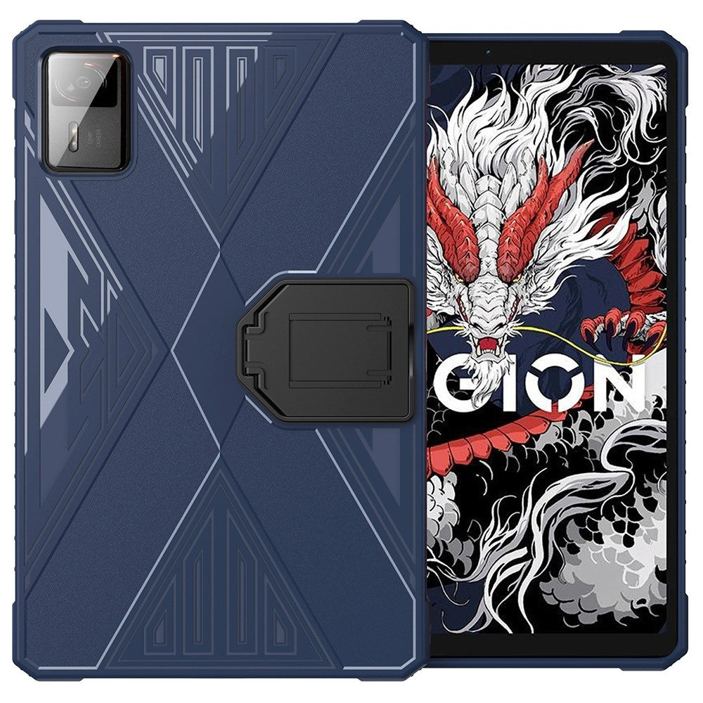 For Lenovo Legion Y700 Gen 4 Case PC Kickstand TPU Anti-Drop Tablet Cover - Navy Blue