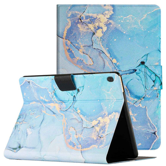 For Lenovo Tab M10 TB-X605F / X505 Adjustable Stand Marble Pattern Tablet Cover PU Leather Card Holder Anti-scratch Case - Blue Marble