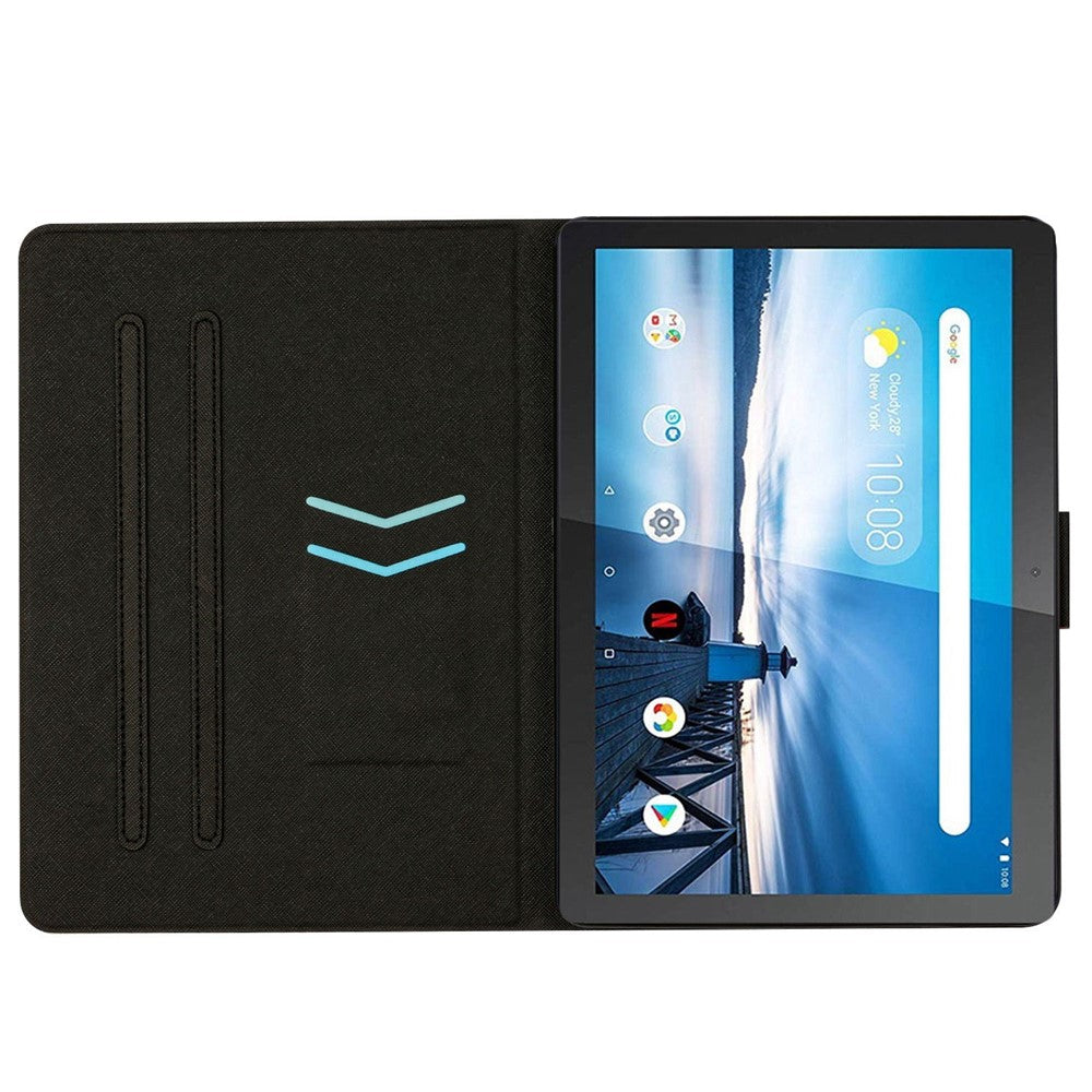 For Lenovo Tab M10 TB-X605F / X505 Adjustable Stand Marble Pattern Tablet Cover PU Leather Card Holder Anti-scratch Case - Blue Marble