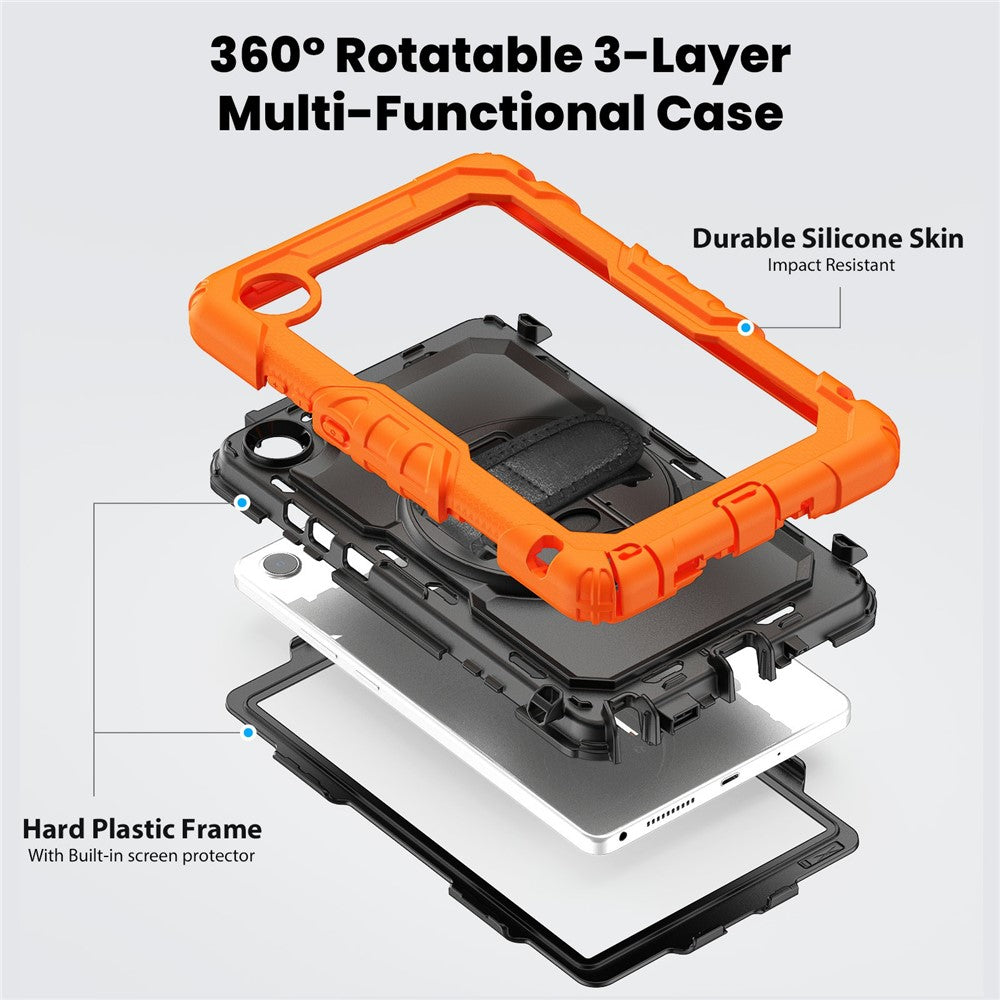 For Lenovo Tab K9 TB305FU Case PC + Silicone Tablet Cover with PET Film and Shoulder Strap - Orange