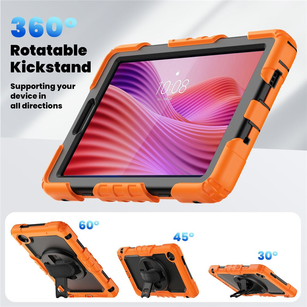 For Lenovo Tab K9 TB305FU Case PC + Silicone Tablet Cover with PET Film and Shoulder Strap - Orange