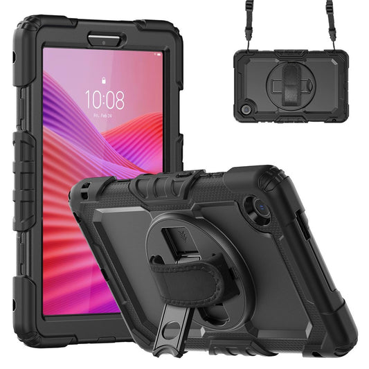 For Lenovo Tab K9 TB305FU Case PC + Silicone Tablet Cover with PET Film and Shoulder Strap - Black