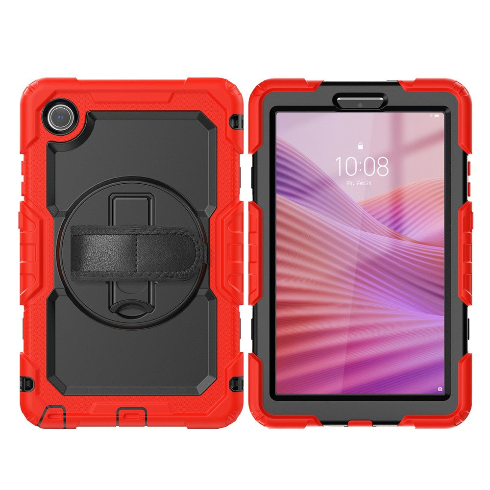 For Lenovo Tab K9 TB305FU Case PC + Silicone Tablet Cover with PET Film and Shoulder Strap - Red