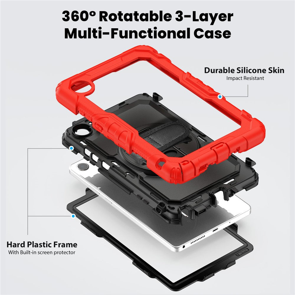 For Lenovo Tab K9 TB305FU Case PC + Silicone Tablet Cover with PET Film and Shoulder Strap - Red