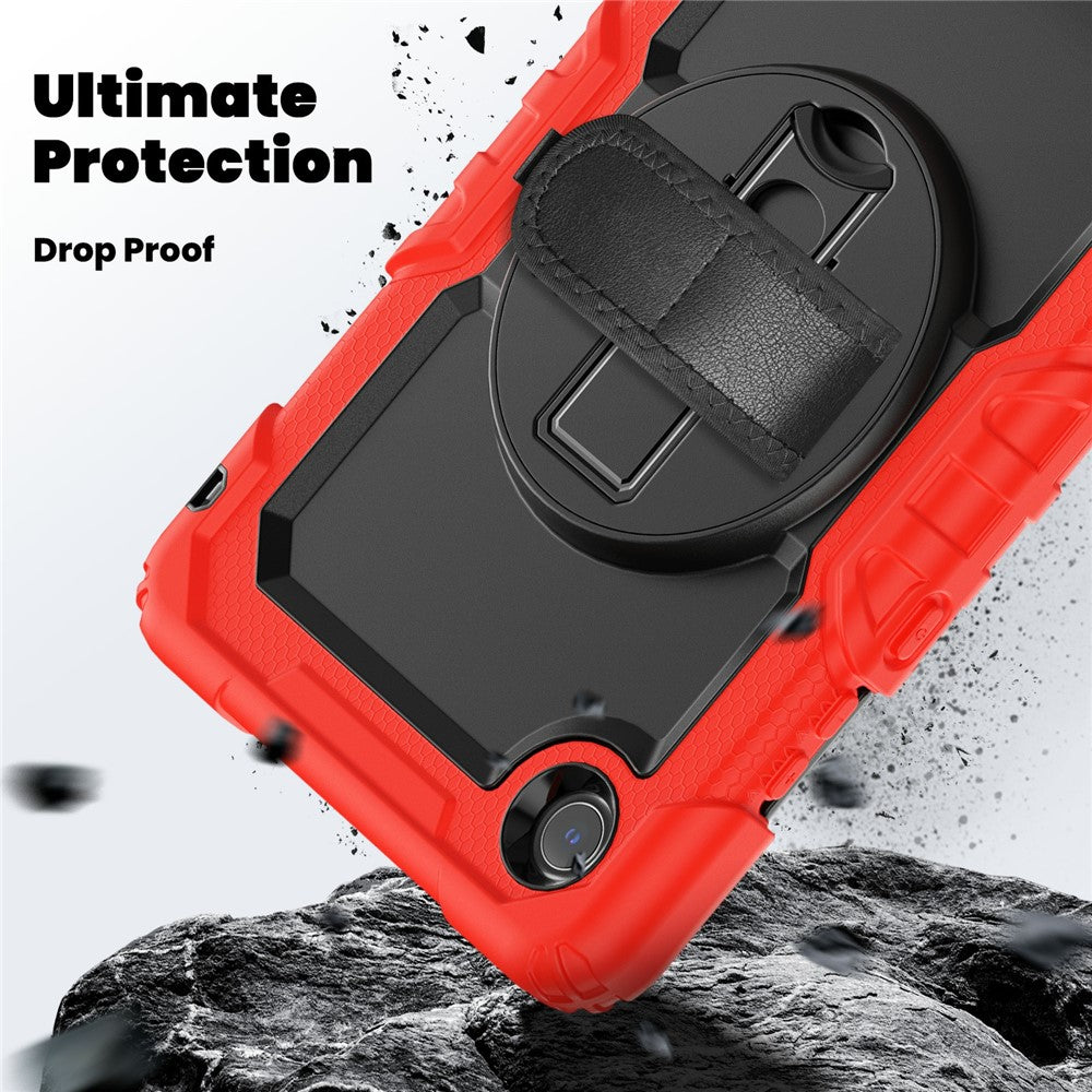 For Lenovo Tab K9 TB305FU Case PC + Silicone Tablet Cover with PET Film and Shoulder Strap - Red