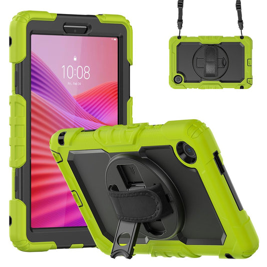 For Lenovo Tab K9 TB305FU Case PC + Silicone Tablet Cover with PET Film and Shoulder Strap - Yellowgreen