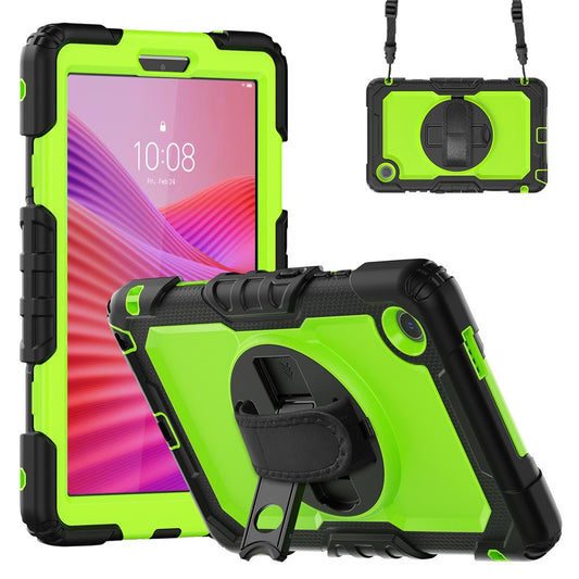 For Lenovo Tab K9 TB305FU Case PC + Silicone Tablet Cover with PET Film and Shoulder Strap - Black / Yellowgreen
