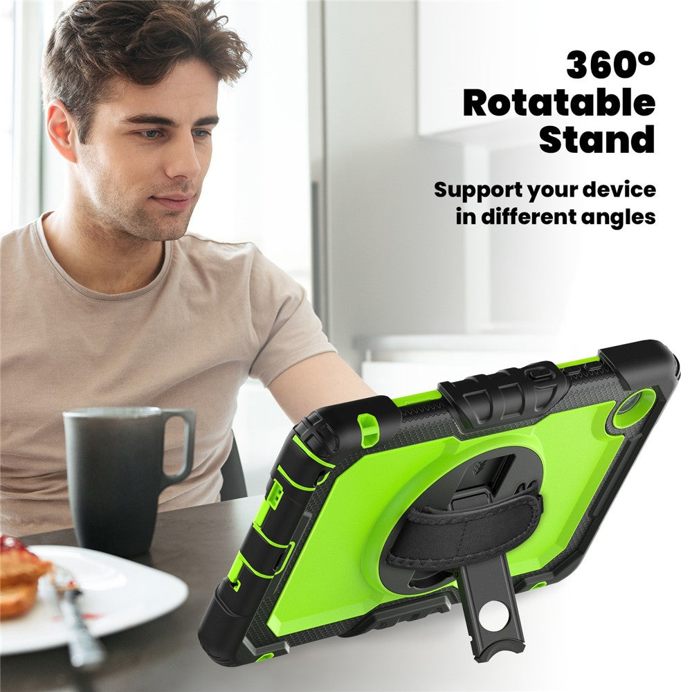 For Lenovo Tab K9 TB305FU Case PC + Silicone Tablet Cover with PET Film and Shoulder Strap - Black / Yellowgreen
