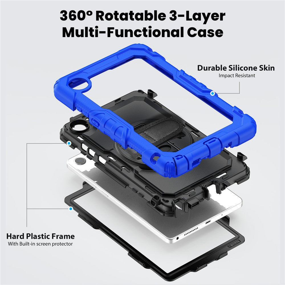 For Lenovo Tab K9 TB305FU Case PC + Silicone Tablet Cover with PET Film and Shoulder Strap - Dark Blue