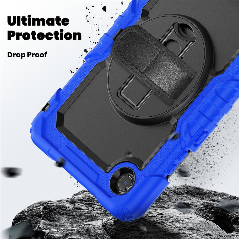 For Lenovo Tab K9 TB305FU Case PC + Silicone Tablet Cover with PET Film and Shoulder Strap - Dark Blue