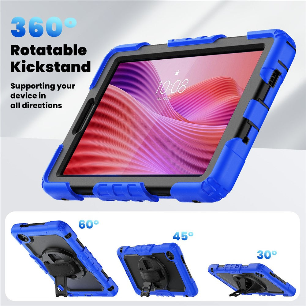 For Lenovo Tab K9 TB305FU Case PC + Silicone Tablet Cover with PET Film and Shoulder Strap - Dark Blue