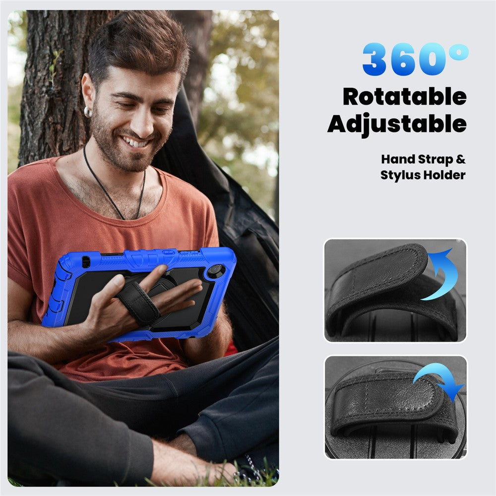 For Lenovo Tab K9 TB305FU Case PC + Silicone Tablet Cover with PET Film and Shoulder Strap - Dark Blue