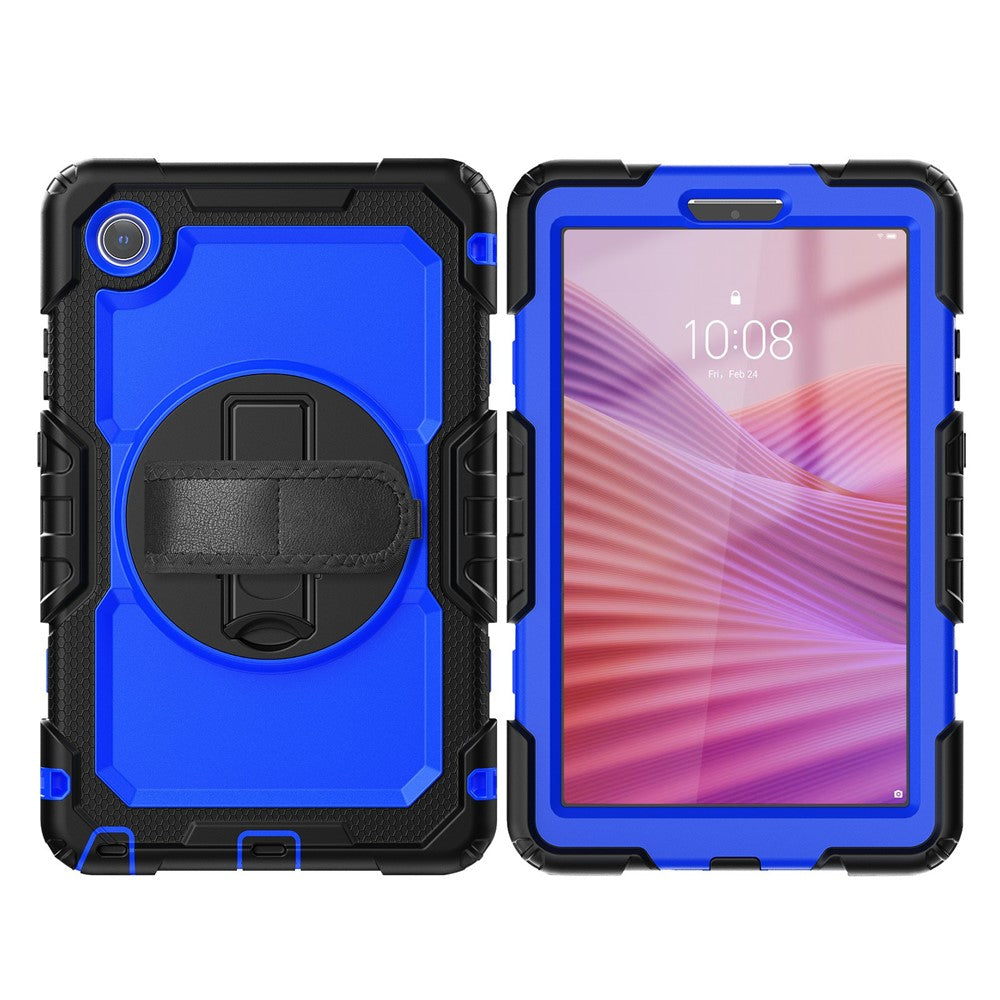 For Lenovo Tab K9 TB305FU Case PC + Silicone Tablet Cover with PET Film and Shoulder Strap - Black / Blue