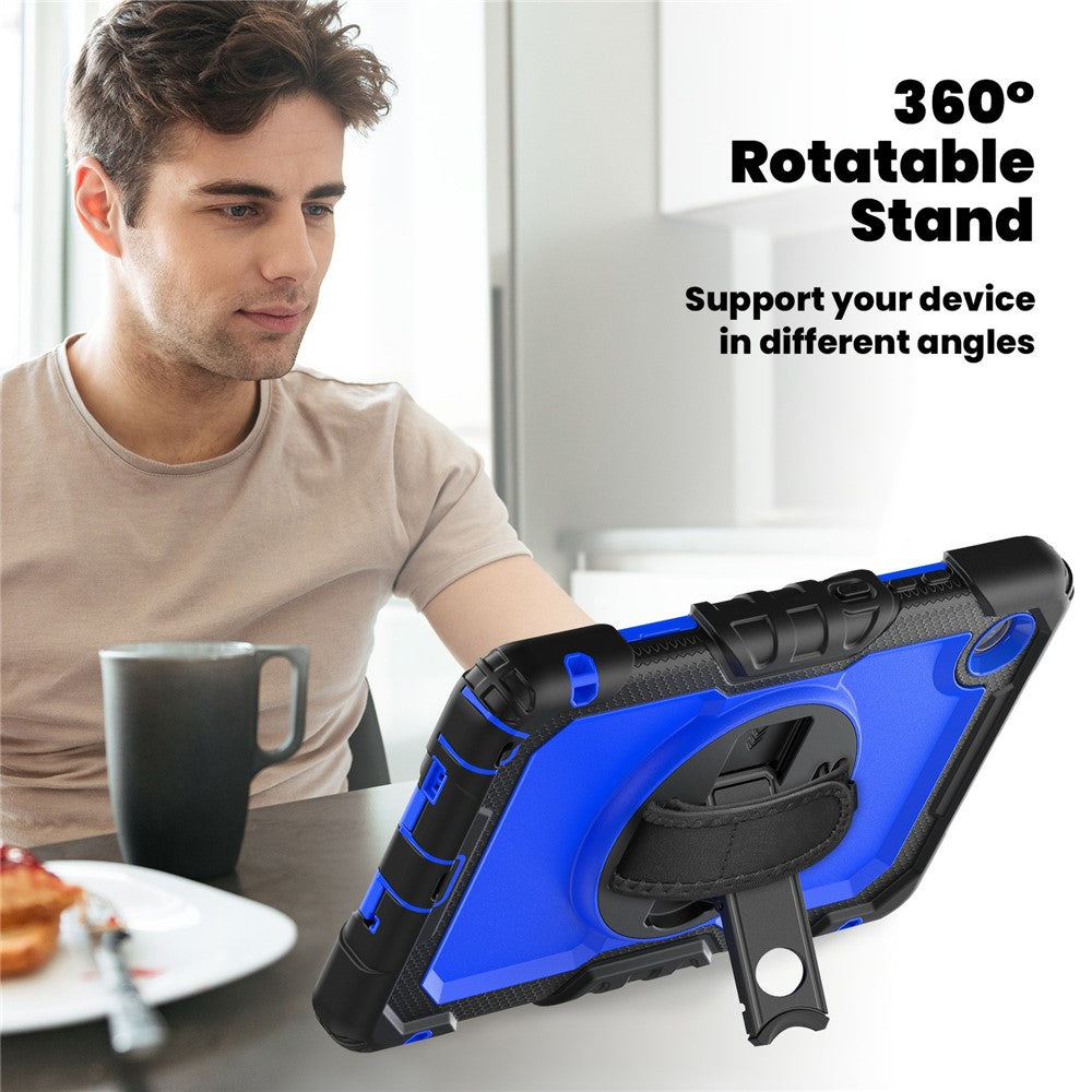For Lenovo Tab K9 TB305FU Case PC + Silicone Tablet Cover with PET Film and Shoulder Strap - Black / Blue