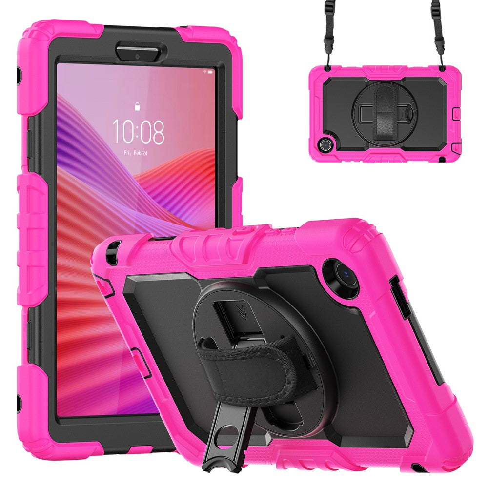 For Lenovo Tab K9 TB305FU Case PC + Silicone Tablet Cover with PET Film and Shoulder Strap - Rose