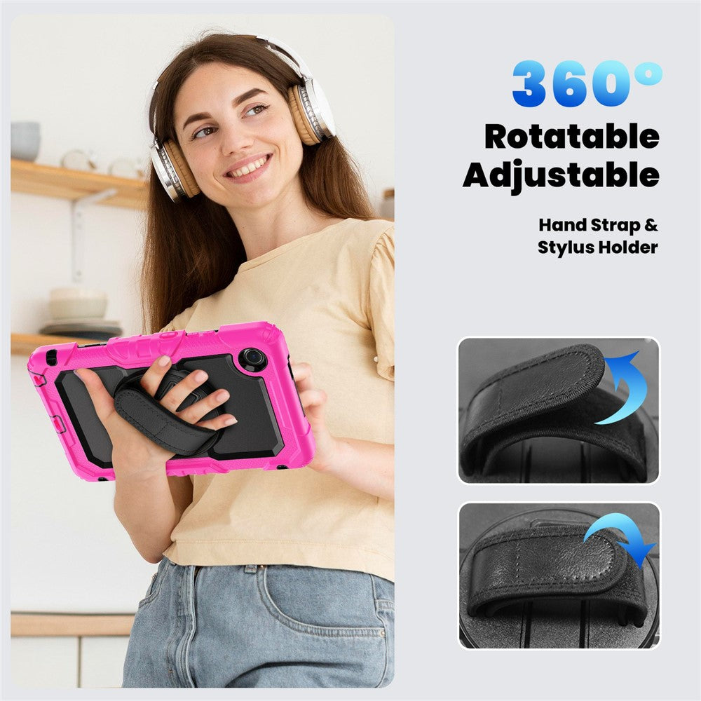 For Lenovo Tab K9 TB305FU Case PC + Silicone Tablet Cover with PET Film and Shoulder Strap - Rose
