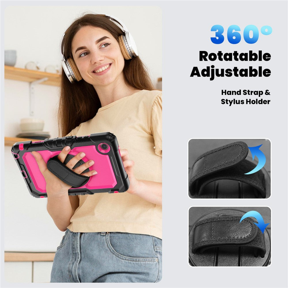 For Lenovo Tab K9 TB305FU Case PC + Silicone Tablet Cover with PET Film and Shoulder Strap - Black / Rose