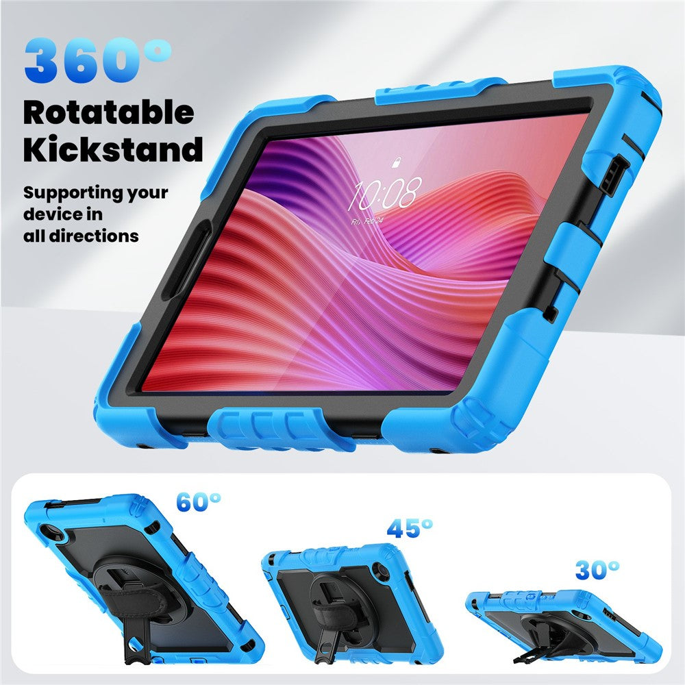 For Lenovo Tab K9 TB305FU Case PC + Silicone Tablet Cover with PET Film and Shoulder Strap - Baby Blue