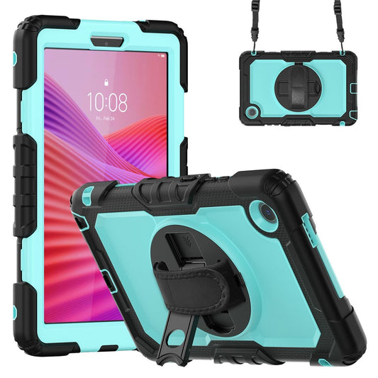 For Lenovo Tab K9 TB305FU Case PC + Silicone Tablet Cover with PET Film and Shoulder Strap - Black / Baby Blue