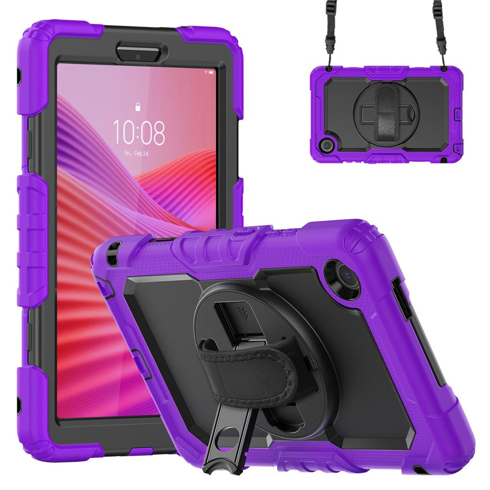 For Lenovo Tab K9 TB305FU Case PC + Silicone Tablet Cover with PET Film and Shoulder Strap - Purple