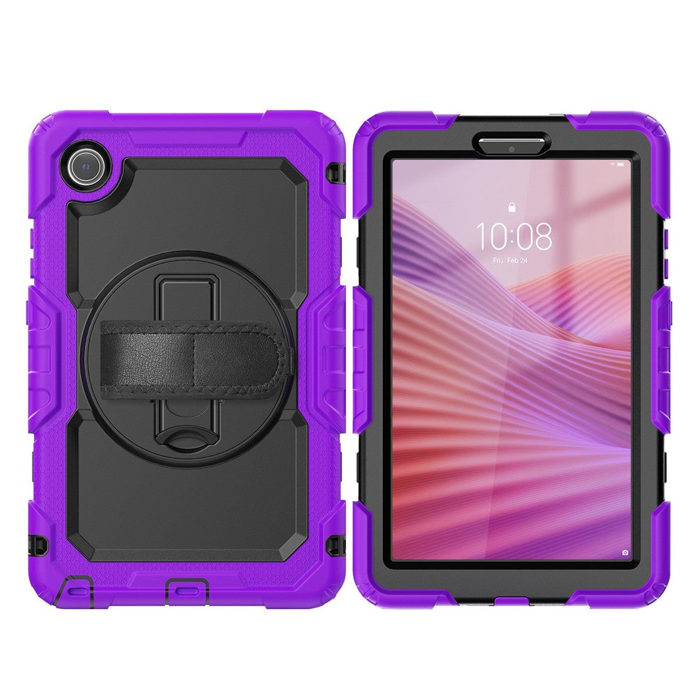 For Lenovo Tab K9 TB305FU Case PC + Silicone Tablet Cover with PET Film and Shoulder Strap - Purple