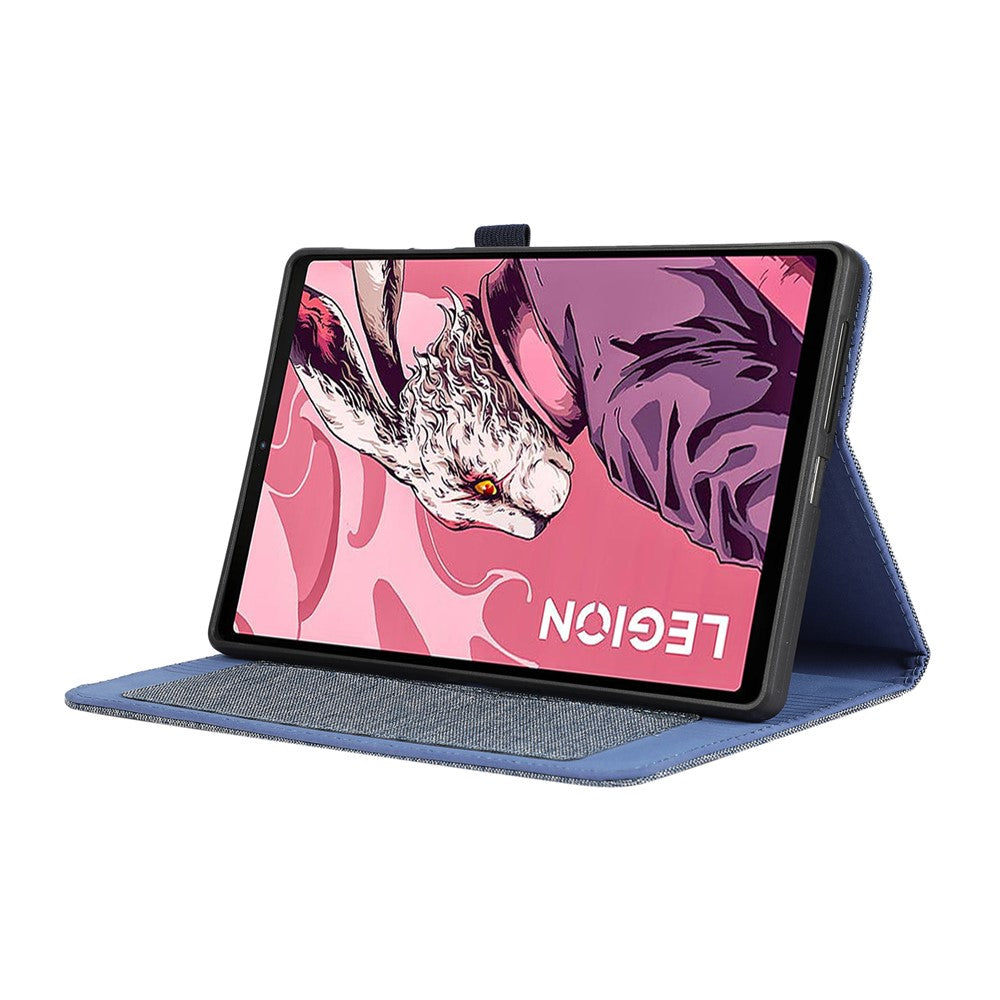 For Lenovo Legion Y700 Gen 4 Case with Stand Card Holder Cloth Texture Leather Tablet Cover - Blue