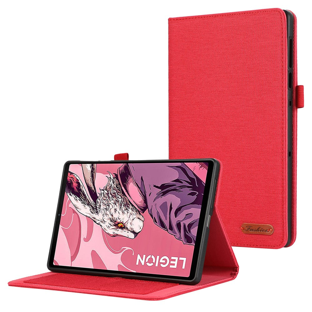 For Lenovo Legion Y700 Gen 4 Case with Stand Card Holder Cloth Texture Leather Tablet Cover - Red
