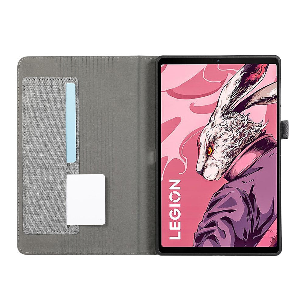 For Lenovo Legion Y700 Gen 4 Case with Stand Card Holder Cloth Texture Leather Tablet Cover - Grey