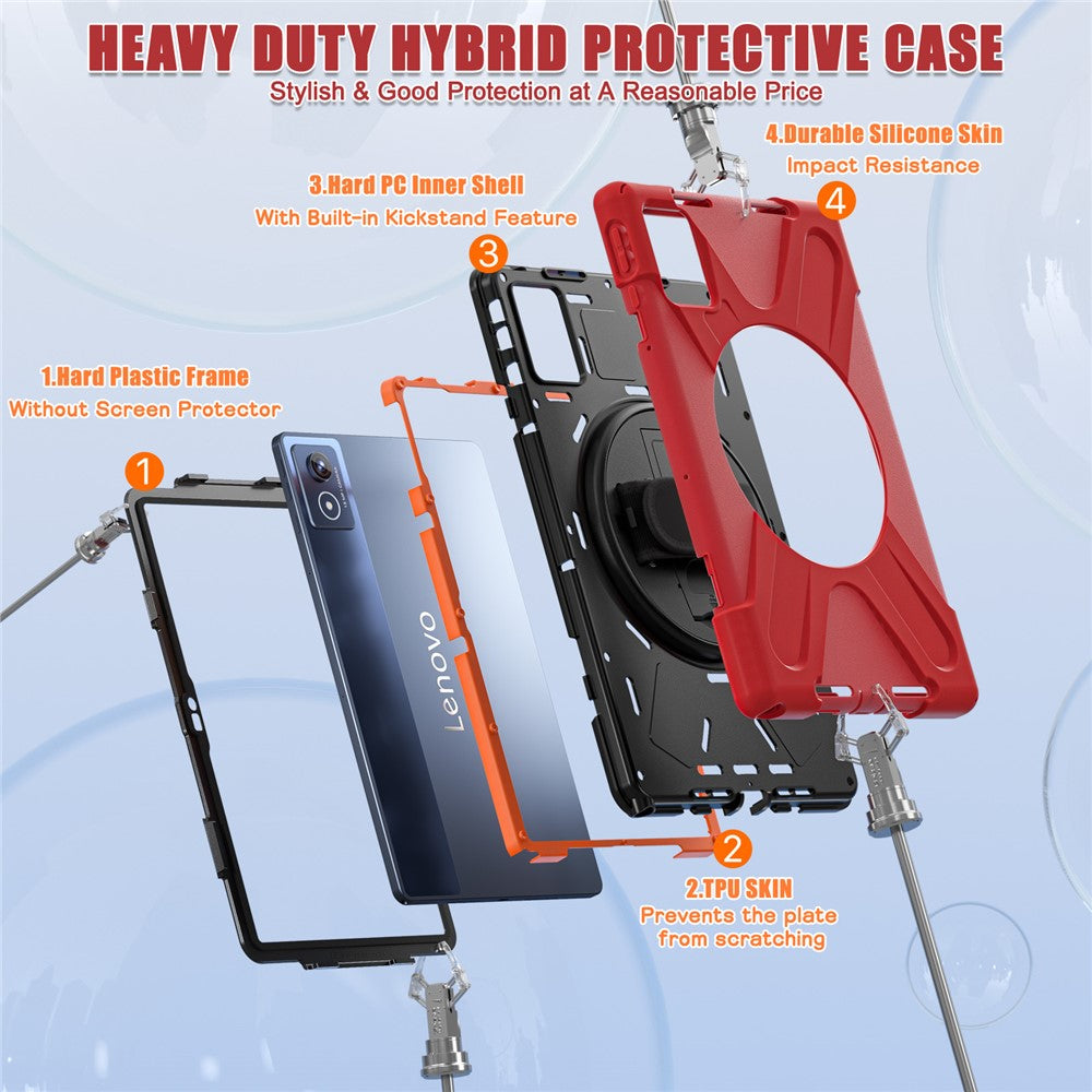 For Lenovo Tab K11 Plus / Zhaoyang K11 B352FU, TB230XC Case Kickstand PC + Silicone Tablet Cover - Red