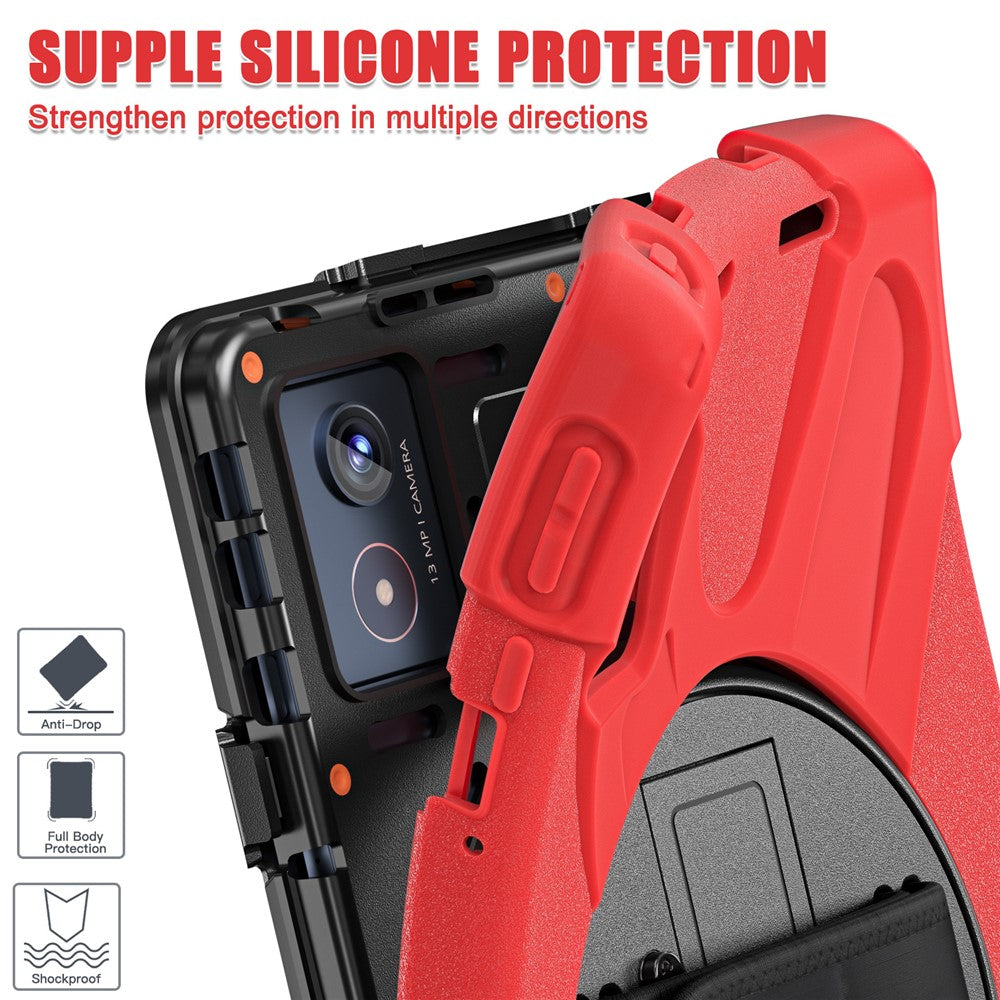 For Lenovo Tab K11 Plus / Zhaoyang K11 B352FU, TB230XC Case Kickstand PC + Silicone Tablet Cover - Red