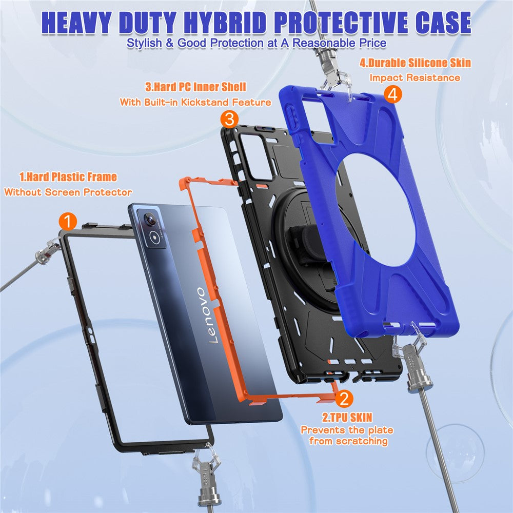 For Lenovo Tab K11 Plus / Zhaoyang K11 B352FU, TB230XC Case Kickstand PC + Silicone Tablet Cover - Blue
