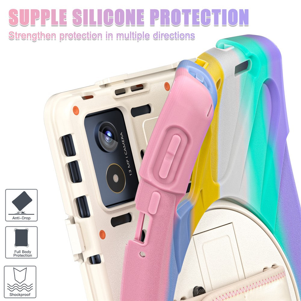 For Lenovo Tab K11 Plus / Zhaoyang K11 B352FU, TB230XC Case Kickstand PC + Silicone Tablet Cover - Colorful Pink