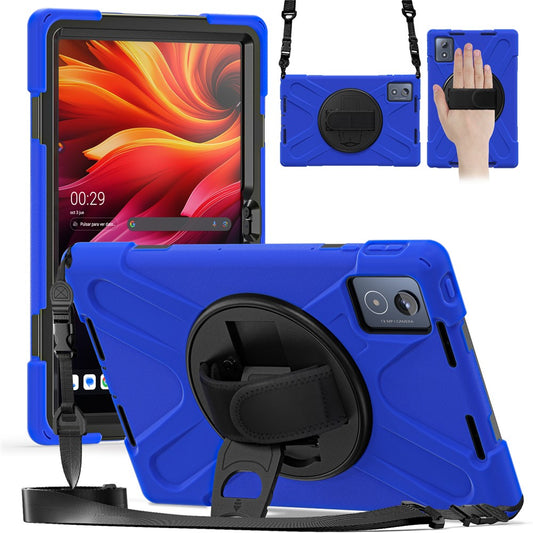 For Lenovo Tab K11 Plus / Zhaoyang K11 B352FU, TB230XC Kickstand Case TPU PC Silicone Tablet Cover with Shoulder Strap - Blue
