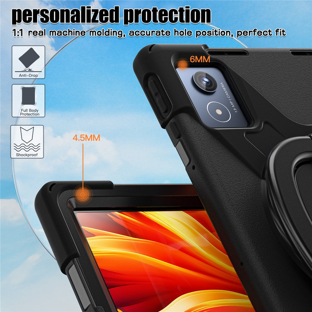 For Lenovo Tab K11 Plus / Zhaoyang K11 B352FU, TB230XC Case TPU + PC + Silicone Tablet Cover Kickstand - Black
